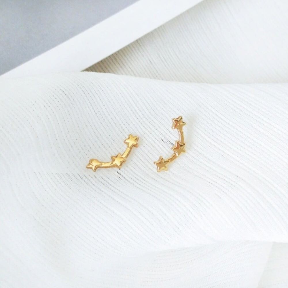✨ MAKE OFFER ✨ DAINTY GOLD TRIPLE STAR EARRINGS